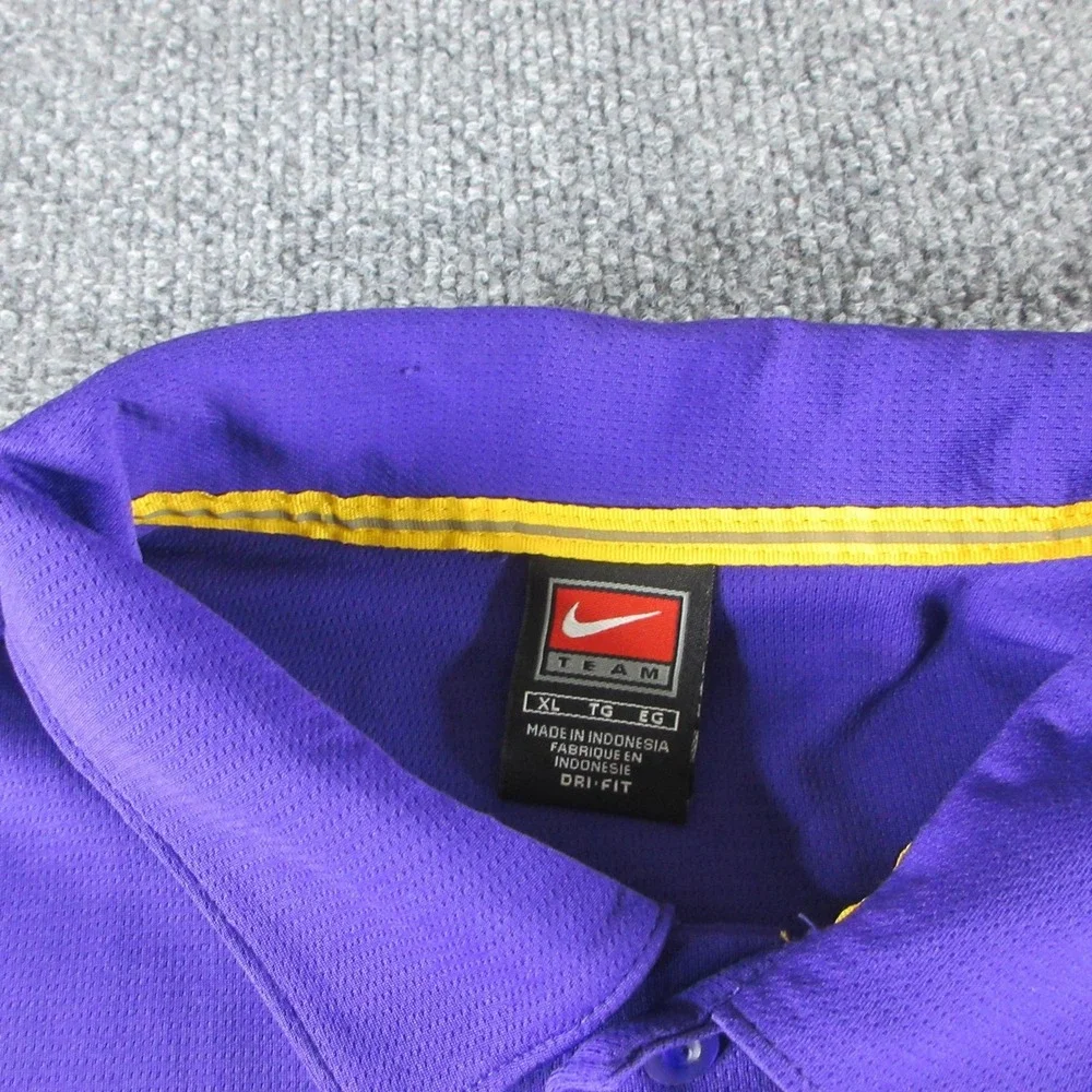 LSU Tigers Polo Shirt Mens XL Purple NCAA Football Nike Dri-FIT Performance